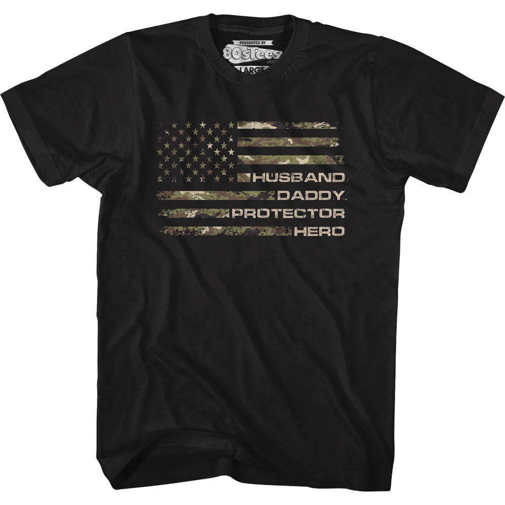 Husband Daddy Protector Hero Flag Tshirt
